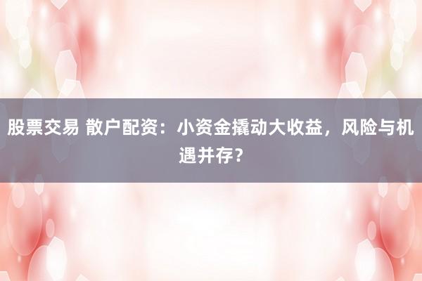 股票交易 散户配资：小资金撬动大收益，风险与机遇并存？