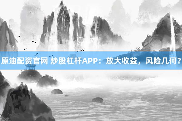 原油配资官网 炒股杠杆APP：放大收益，风险几何？