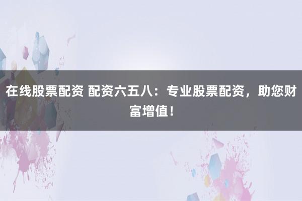 在线股票配资 配资六五八:专业股票配资,助您财富增值!