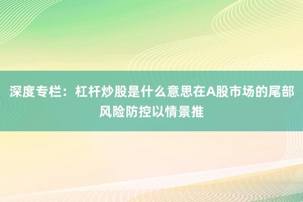深度专栏：杠杆炒股是什么意思在A股市场的尾部风险防控以情景推