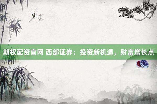 期权配资官网 西部证券：投资新机遇，财富增长点