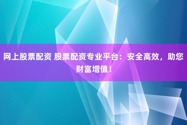 网上股票配资 股票配资专业平台:安全高效,助您财富增值!