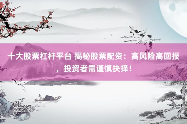 十大股票杠杆平台 揭秘股票配资：高风险高回报，投资者需谨慎抉择！